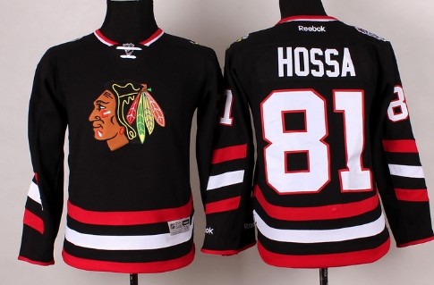 Youth Chicago Blackhawks #81 Marian Hossa 2014 Stadium Series Black Jersey
