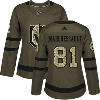 Women's Vegas Golden Knights #81 Jonathan Marchessault Green Salute to Service Stitched NHL Jersey
