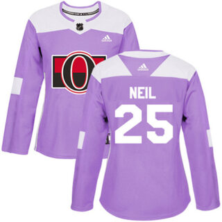 Women's Ottawa Senators #25 Chris Neil Purple Authentic Fights Cancer Stitched NHL Jersey