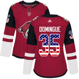 Women's Arizona Coyotes #35 Louis Domingue Maroon Home Authentic USA Flag Stitched NHL Jersey