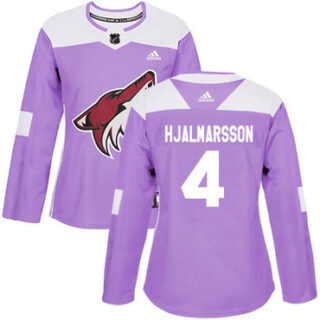Women's Arizona Coyotes #4 Niklas Hjalmarsson Purple Authentic Fights Cancer Stitched NHL Jersey