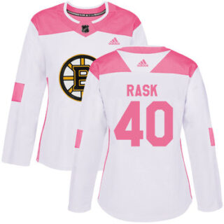 Women's Boston Bruins #40 Tuukka Rask White Pink Authentic Fashion Stitched NHL Jersey