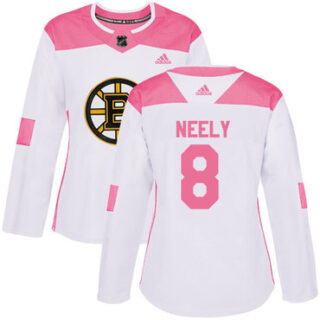 Women's Boston Bruins #8 Cam Neely White Pink Authentic Fashion Stitched NHL Jersey