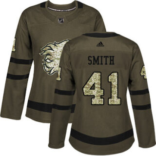 Women's Calgary Flames #41 Mike Smith Green Salute to Service Stitched NHL Jersey