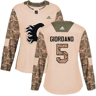 Women's Calgary Flames #5 Mark Giordano Camo Authentic 2017 Veterans Day Stitched NHL Jersey
