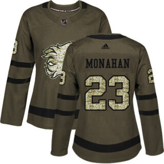 Women's Calgary Flames #23 Sean Monahan Green Salute to Service Stitched NHL Jersey