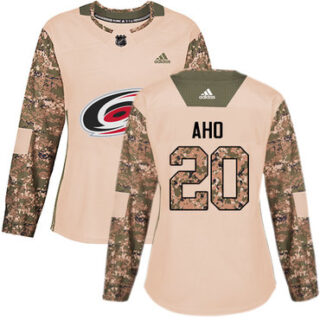 Women's Carolina Hurricanes #20 Sebastian Aho Camo Authentic 2017 Veterans Day Stitched NHL Jersey