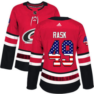 Women's Carolina Hurricanes #49 Victor Rask Red Home Authentic USA Flag Stitched NHL Jersey