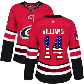 Women's Carolina Hurricanes #14 Justin Williams Red Home Authentic USA Flag Stitched NHL Jersey