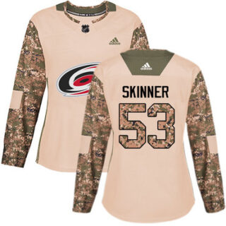 Women's Carolina Hurricanes #53 Jeff Skinner Camo Authentic 2017 Veterans Day Stitched NHL Jersey