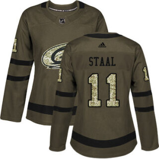 Women's Carolina Hurricanes #11 Jordan Staal Green Salute to Service Stitched NHL Jersey