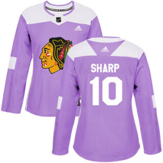 Women's Chicago Blackhawks #10 Patrick Sharp Purple Authentic Fights Cancer Stitched NHL Jersey