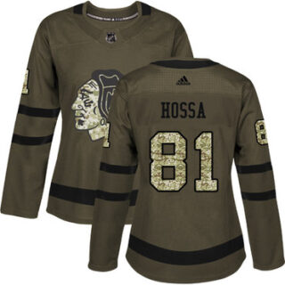 Women's Chicago Blackhawks #81 Marian Hossa Green Salute to Service Stitched NHL Jersey