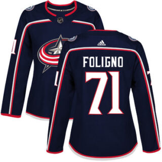 Women's Columbus Blue Jackets #71 Nick Foligno Navy Blue Home Authentic Stitched NHL Jersey