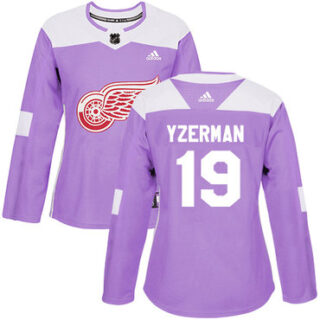 Women's Detroit Red Wings #19 Steve Yzerman Purple Authentic Fights Cancer Stitched NHL Jersey