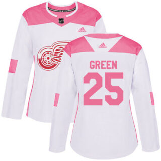 Women's Detroit Red Wings #25 Mike Green White Pink Authentic Fashion Stitched NHL Jersey