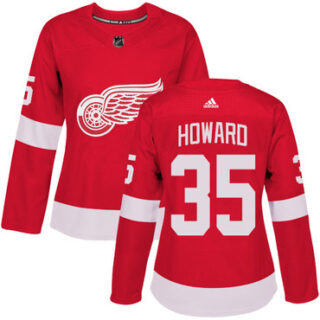 Women's Detroit Red Wings #35 Jimmy Howard Red Home Authentic Stitched NHL Jersey