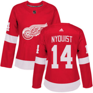 Women's Detroit Red Wings #14 Gustav Nyquist Red Home Authentic Stitched NHL Jersey