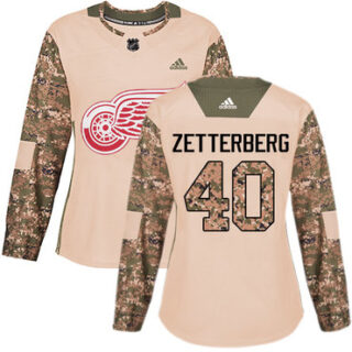 Women's Detroit Red Wings #40 Henrik Zetterberg Camo Authentic 2017 Veterans Day Stitched NHL Jersey
