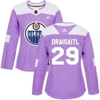 Women's Edmonton Oilers #29 Leon Draisaitl Purple Authentic Fights Cancer Stitched NHL Jersey