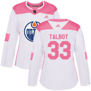 Women's Edmonton Oilers #33 Cam Talbot White Pink Authentic Fashion Stitched NHL Jersey