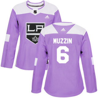 Women's Los Angeles Kings #6 Jake Muzzin Purple Authentic Fights Cancer Stitched NHL Jersey