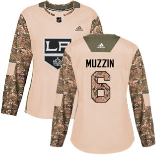 Women's Los Angeles Kings #6 Jake Muzzin Camo Authentic 2017 Veterans Day Stitched NHL Jersey