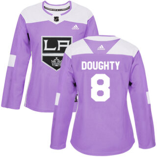 Women's Los Angeles Kings #8 Drew Doughty Purple Authentic Fights Cancer Stitched NHL Jersey