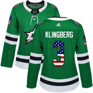 Women's Dallas Stars #3 John Klingberg Green Home Authentic USA Flag Stitched NHL Jersey