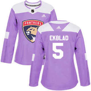Women's Florida Panthers #5 Aaron Ekblad Purple Authentic Fights Cancer Stitched NHL Jersey