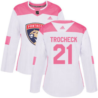 Women's Florida Panthers #21 Vincent Trocheck White Pink Authentic Fashion Stitched NHL Jersey