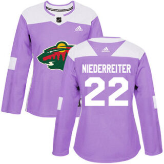 Women's Minnesota Wild #22 Nino Niederreiter Purple Authentic Fights Cancer Stitched NHL Jersey