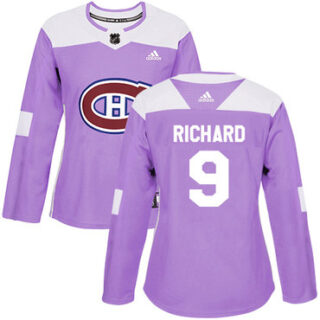 Women's Montreal Canadiens #9 Maurice Richard Purple Authentic Fights Cancer Stitched NHL Jersey