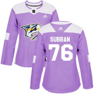 Women's Nashville Predators #76 P.K Subban Purple Authentic Fights Cancer Stitched NHL Jersey