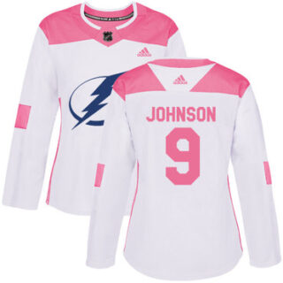 Women's Tampa Bay Lightning #9 Tyler Johnson White Pink Authentic Fashion Stitched NHL Jersey
