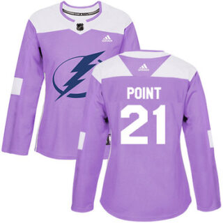Women's Tampa Bay Lightning #21 Brayden Point Purple Authentic Fights Cancer Stitched NHL Jersey