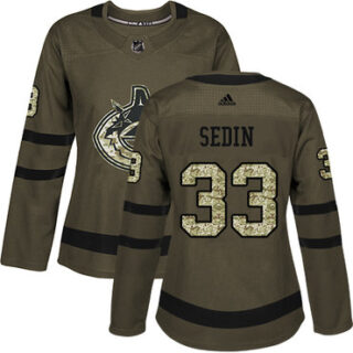 Women's Vancouver Canucks #33 Henrik Sedin Green Salute to Service Stitched NHL Jersey