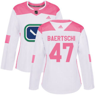 Women's Vancouver Canucks #47 Sven Baertschi White Pink Authentic Fashion Stitched NHL Jersey