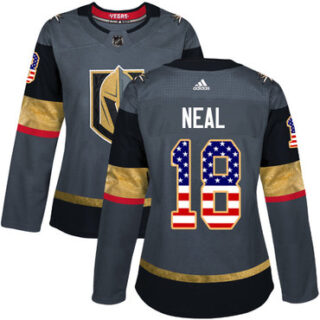 Women's Vegas Golden Knights #18 James Neal Grey Home Authentic USA Flag Stitched NHL Jersey