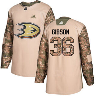 Youth Anaheim Ducks #36 John Gibson Camo Authentic 2017 Veterans Day Stitched NHL Jersey