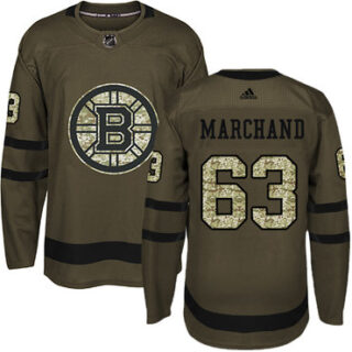 Youth Boston Bruins #63 Brad Marchand Green Salute to Service Youth Stitched NHL Jersey
