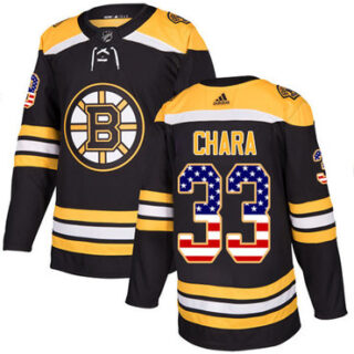 Youth Boston Bruins #33 Zdeno Chara Black Home Authentic USA Flag Youth Stitched NHL Jersey