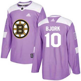 Youth Boston Bruins #10 Anders Bjork Purple Authentic Fights Cancer Youth Stitched NHL Jersey