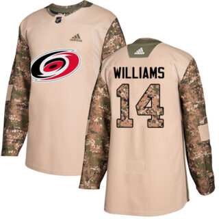 Youth Carolina Hurricanes #14 Justin Williams Camo Authentic 2017 Veterans Day Stitched NHL Jersey