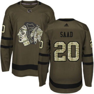 Youth Chicago Blackhawks #20 Brandon Saad Green Salute to Service Stitched NHL Jersey