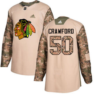 Youth Chicago Blackhawks #50 Corey Crawford Camo Authentic 2017 Veterans Day Stitched NHL Jersey