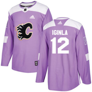 Youth Calgary Flames #12 Jarome Iginla Purple Authentic Fights Cancer Stitched NHL Jersey