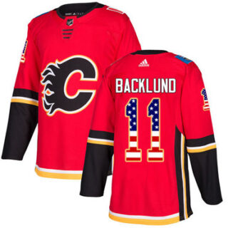Youth Calgary Flames #11 Mikael Backlund Red Home Authentic USA Flag Stitched NHL Jersey