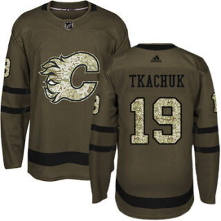 Youth Calgary Flames #19 Matthew Tkachuk Green Salute to Service Stitched NHL Jersey