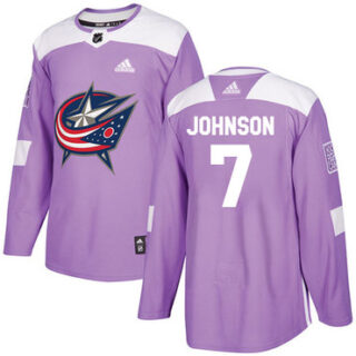Youth Columbus Blue Jackets #7 Jack Johnson Purple Authentic Fights Cancer Stitched NHL Jersey